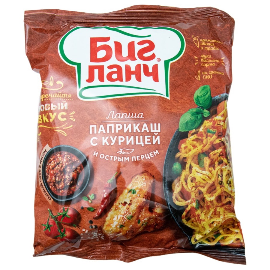 Биг Ланч лапша паприкаш с курицей и острым перцем 75 г.